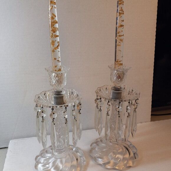 Vintage Candelabra/Prisms/Lucite Candles  - Picture 1 of 11